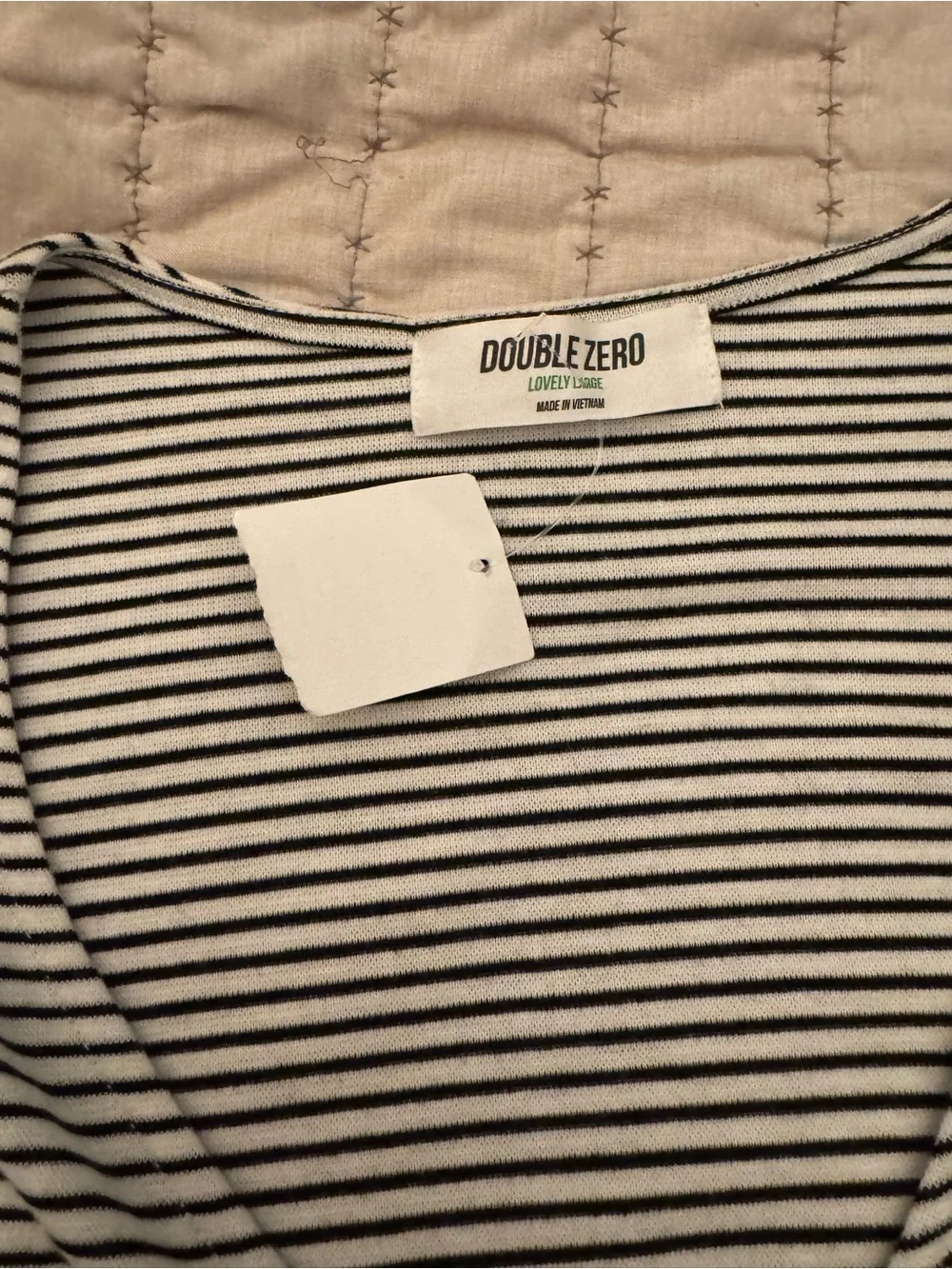 0067 Double Zero Black & White Striped Top - Picture 3 of 6